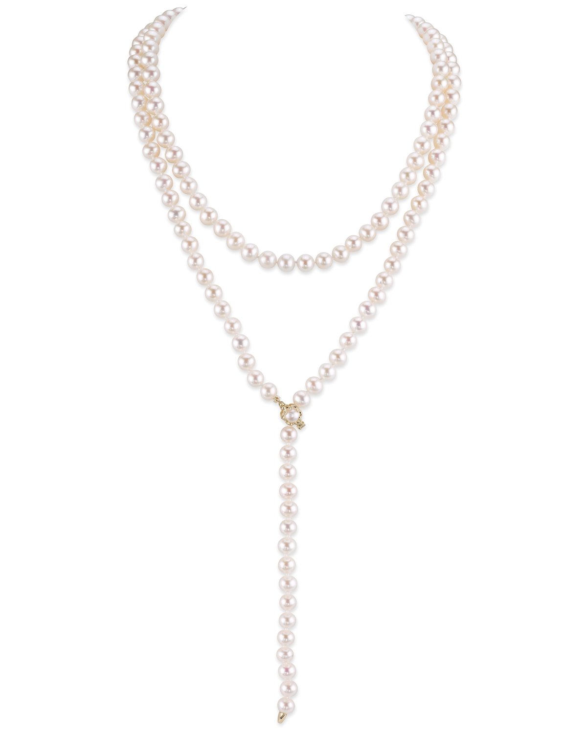 Adjustable White Freshwater Pearl Y-Shape Necklace