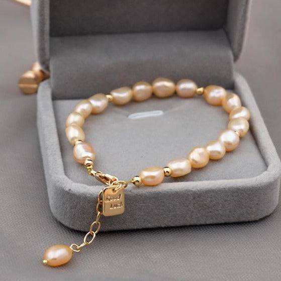 Engraved Pearls Bracelet in Elegant Style