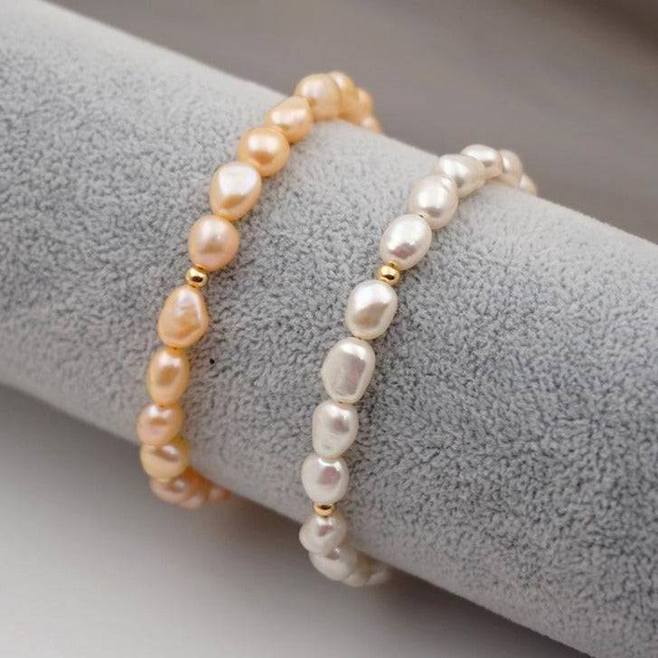 Engraved Pearls Bracelet in Elegant Style