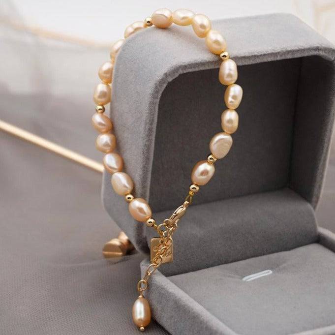 Engraved Pearls Bracelet in Elegant Style