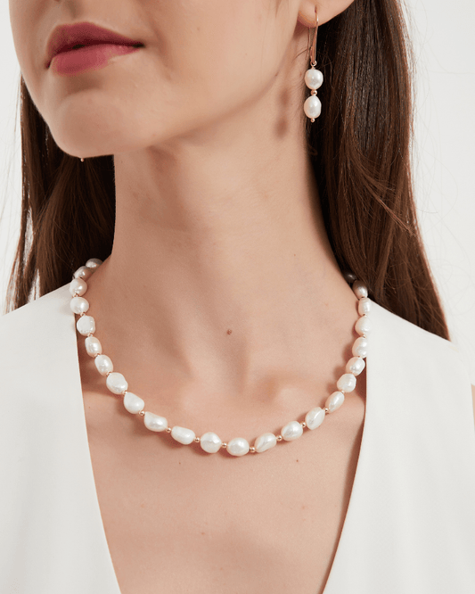 Pearl Necklace Bracelet and Earring Set