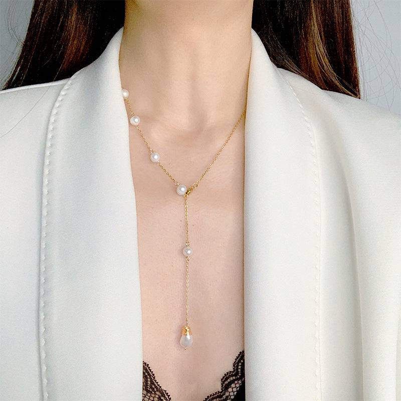 Long Y Shape Pearl Necklace for Elegant Look