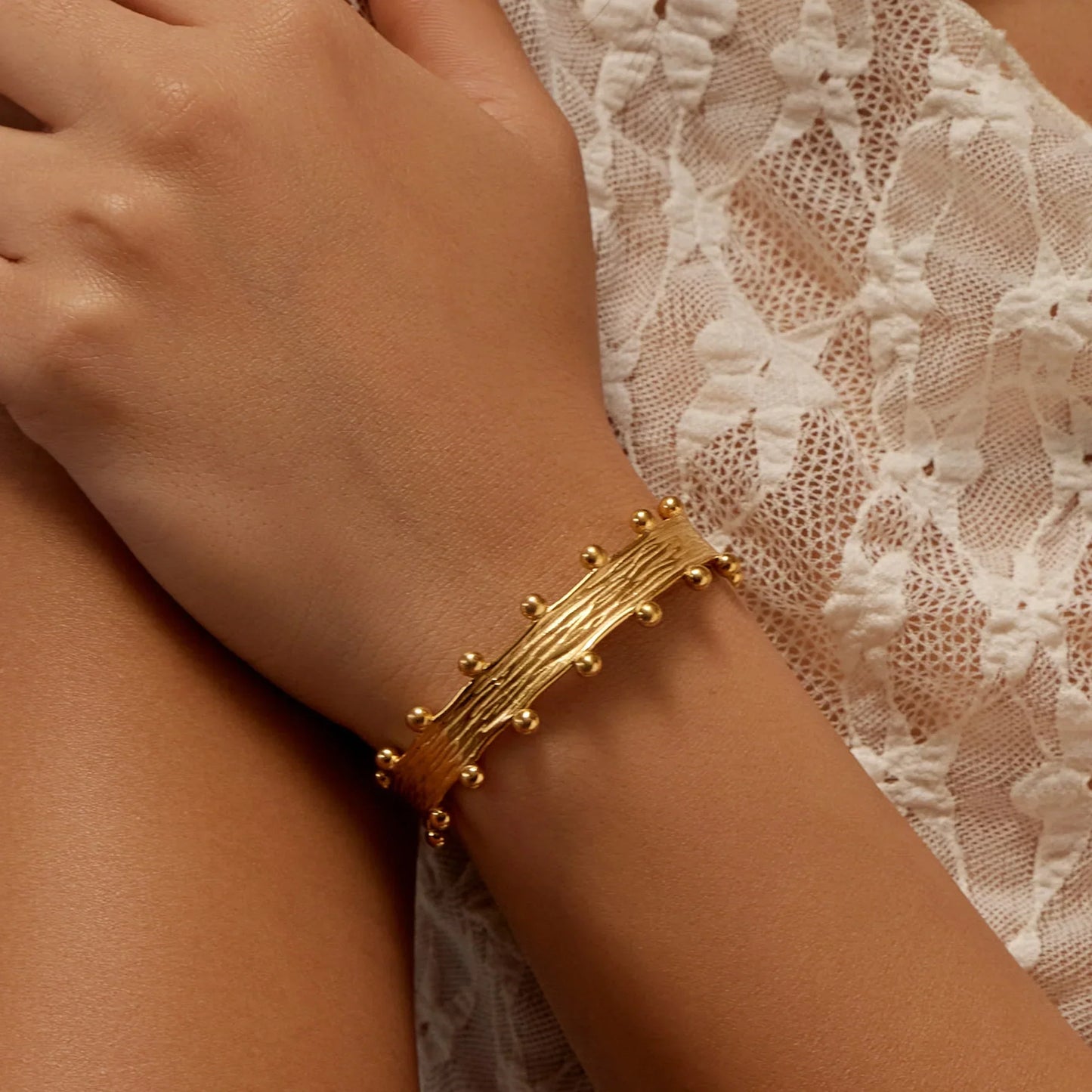 Wide Open Cuff Bracelet in Gold Finish