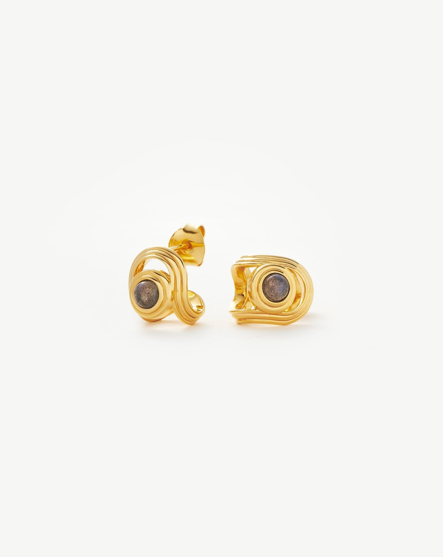 Gemstone Open Stud Earrings in Gold Vermeil and Labradorite