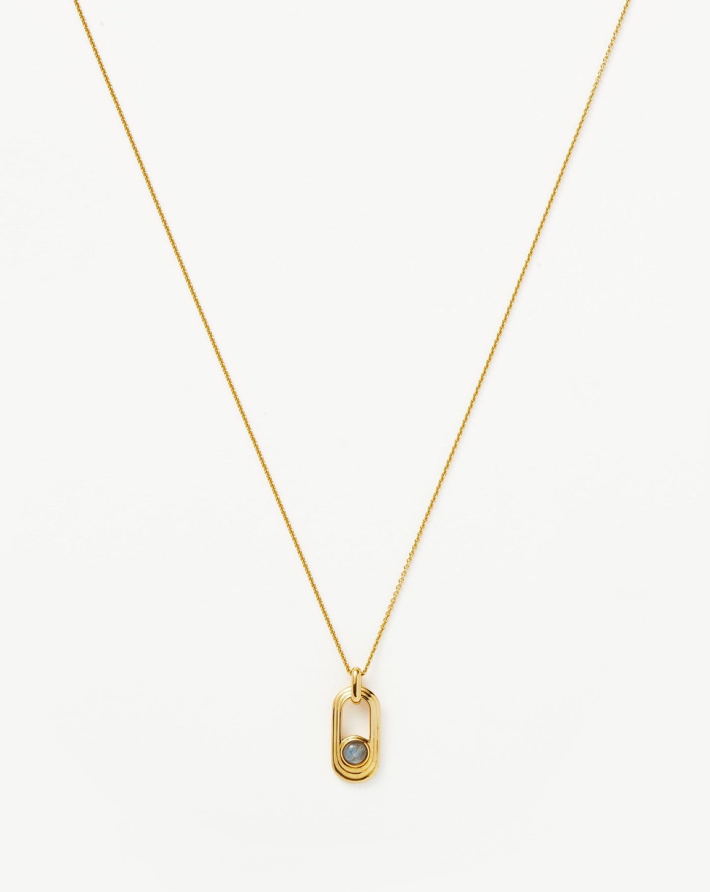 Gemstone Ovate Pendant Necklace in Gold Plated Labradorite