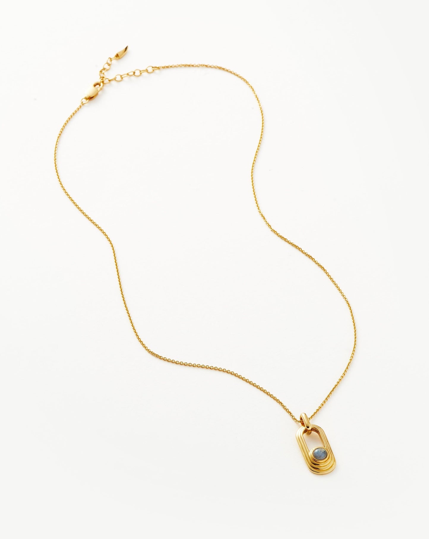 Gemstone Ovate Pendant Necklace in Gold Plated Labradorite