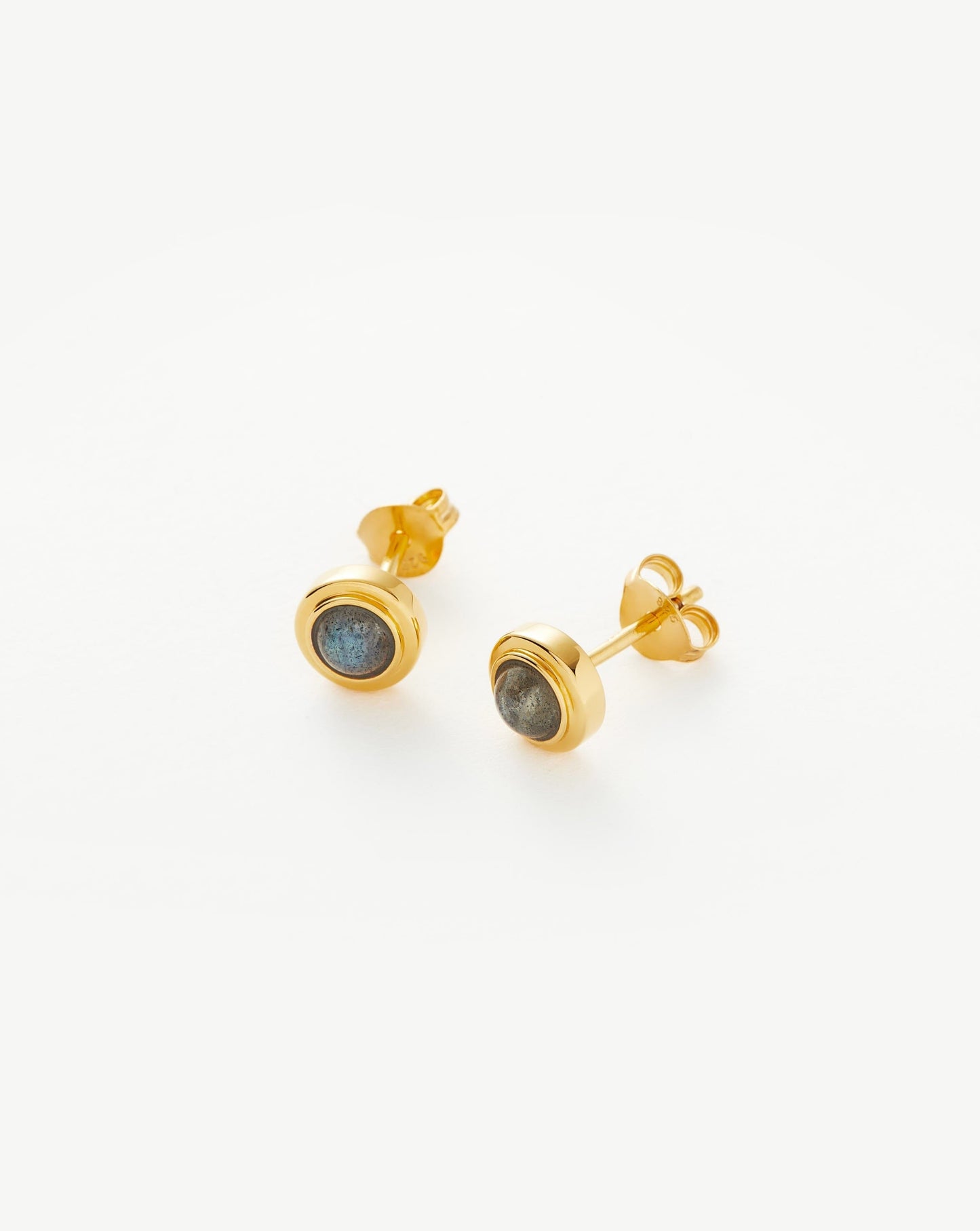 Round Gemstone Stud Earrings in 18k Gold Vermeil