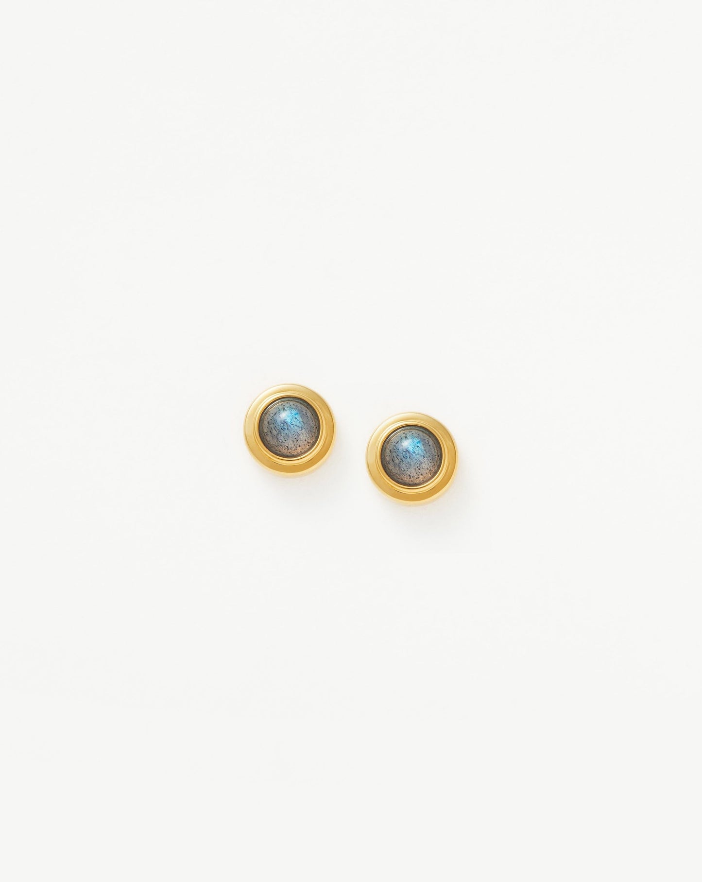 Round Gemstone Stud Earrings in 18k Gold Vermeil