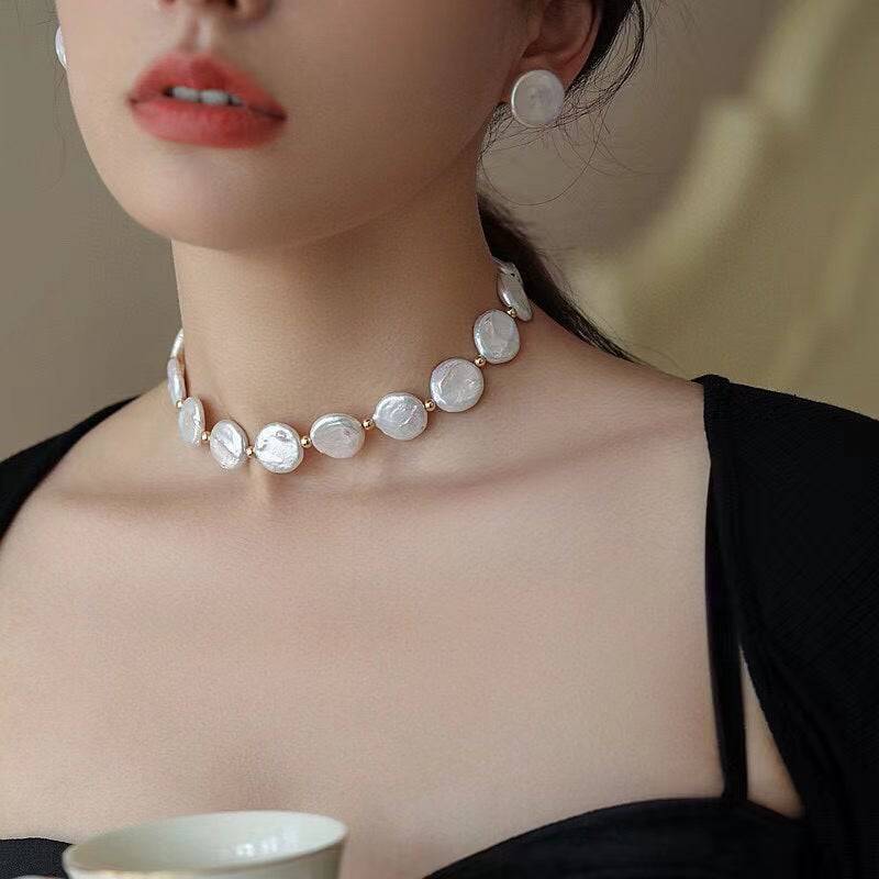 Pearl Necklace Bracelet and Earrings Set 2